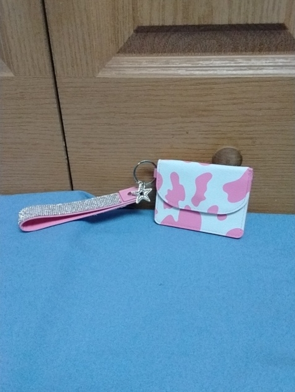 Pink & White Camouflage Mini Wallet with Rhinestone Wristlet
